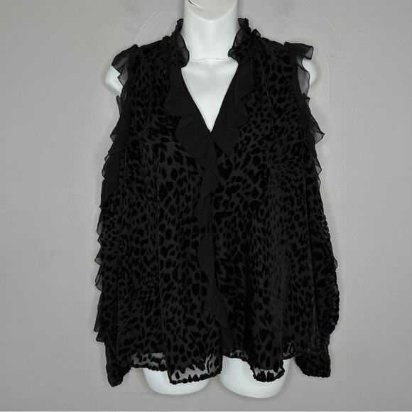 PARKER Top Womens Size Small Black Animal Print Fairy Grunge Mob Wife Whimsigoth - Picture 1 of 12